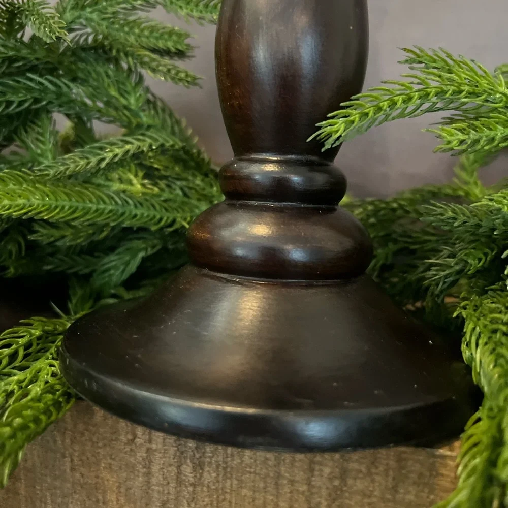 Pottery Barn Turned Wood Elevated Taper Candle Holders Lot of 2